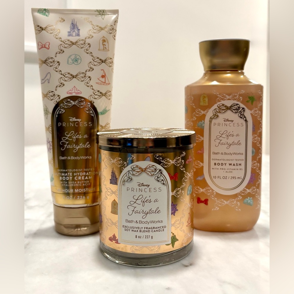 NWT, B&BW ‘Life is a Fairytale’ Disney Body Wash, Hydration Cream and Candle